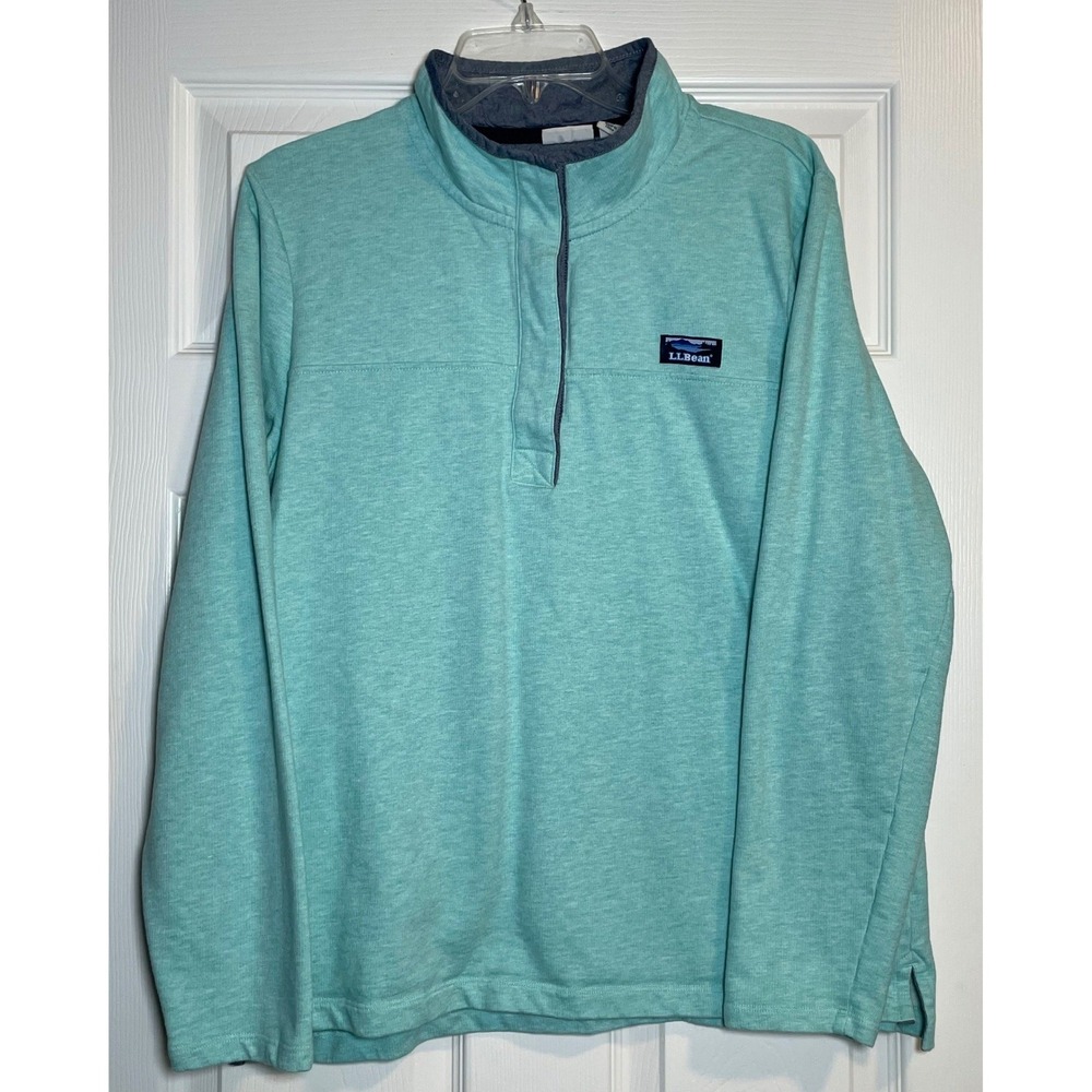 L.L.Bean Men's 1/4 Zip Pullover Sweatshirt Aqua Blue Size XL Spring